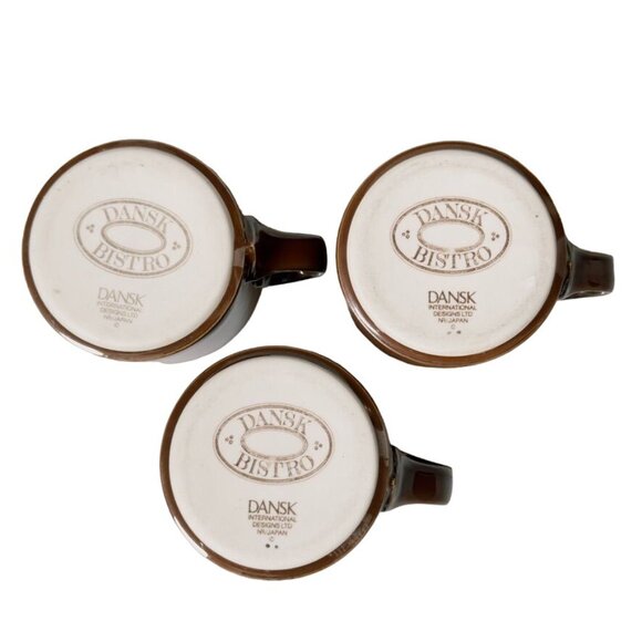 DANSK BISTRO Brown Ceramic Stackable 5 oz Cups Ceramic Coffee Mugs - Picture 5 of 7